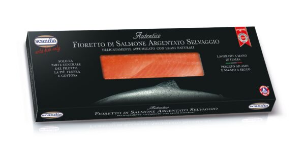 FIORETTO DI SALMONE SELVAGGIO ARGENTATO AFFUMICATO 140GR.