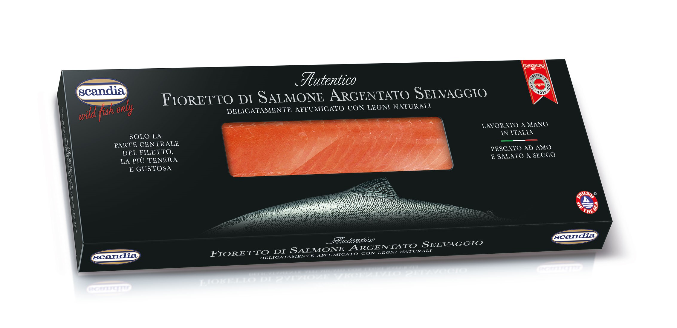 FIORETTO DI SALMONE SELVAGGIO ARGENTATO AFFUMICATO 140GR.