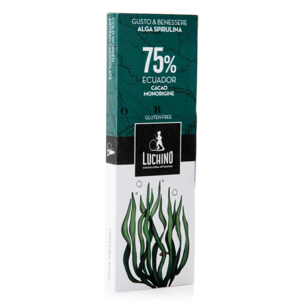 Cioccolato Ecuador 75% – Spirulina italiana 60GR.